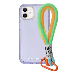 case&me Coque avec Cordon Urban pour iPhone 12/12 Pro, Cordon Polyvalent Amovible, Coque Transparente colorée, Coque Fashion, Violet