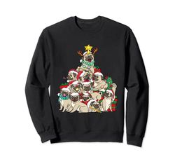 Pug Christmas Dog Tree Dog Babbo Natale Felpa