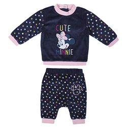 Cerdá Girl's Baby Velour Cotton Minnie Two Piece Set, Azul, 1 año
