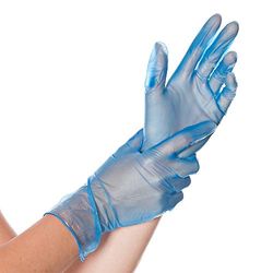 Hygostar Classic - Guantes de vinilo con polvo (talla L), color azul