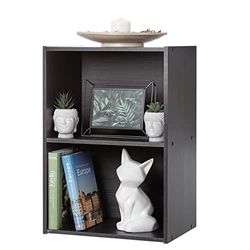 Iris Ohyama, Kledingkast met planken / Houten container met planken / Boekenkast, Modulair, Design, kantoor, woonkamer, slaapkamer - Basic Storage Shelf - CX-2 - Zwart Eiken