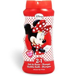 Disney Minnie Mouse Kids 2-in-1 Bubble Bath & Shampoo - Gentle, Paraben-Free Bath & Hair Wash with Vitamin E & A, pH Balanced for Sensitive Skin - Lightly Scented, Safe for Children Aged 3+, 475ml