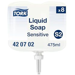 Tork Sensitive Jabón Líquido para Lavado de Manos Mini S2, Dermatológicamente probado, 8 × 475 ml, 420702