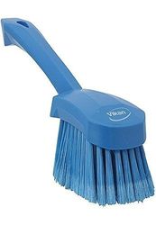 Vikan - Hygiène - Brosse à vaisselle - Avec manche court - Fibres douces à bout fendu - Bleu
