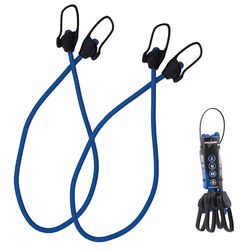 Polaire – Lot de 2 Tendeurs Elastiques 80cm x Ø 8mm – Résistance 40 kg – Sandows avec Crochets Plastiques – Idéal pour Voiture, Moto, Bagages, Vélo, Camping – Bleu