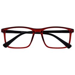 OPULIZE Ink Occhiali da Lettura, Frontale Rosso Scuro Trasparente con Bracci Neri, +3,50 Diottrie Unisex