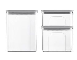 Set 3 pz barattoli rettangolari Tosca bianco/stone grey (lt 0,7+1,2+2,2)