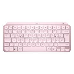 Logitech MX Keys Mini Teclado Inalámbrico Minimalista, Compacto, Bluetooth, Retroiluminado, USB-C, Compatible con Apple macOS, iOS, Windows, Linux,Android, de Metal, Rosa