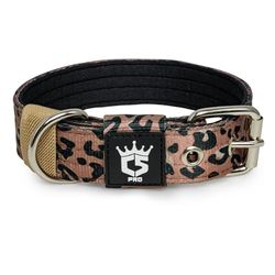 TSPRO Collar Táctico para Perros Ajustable, Collares con Broche de Metal Robusto, de 3,3 cm de Ancho, Duradero y Cómodo para Perros Pequeños (Estampado de Leopardo S)