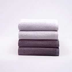 Sancarlos - Lot de 4 Serviettes Ocean Duo de Lavabo, Gris et Gris foncé, 100% Coton, 550 g/m²