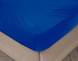 Sábana Bajera Ajustable Lisa Azul Cama 90 Cm - 90x200 Cm, 100% Algodón.