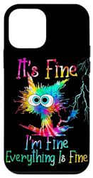 Carcasa para iPhone 12 mini Funny Black Cat It's Fine I'm Fine Everything is Fine