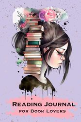 Reading Journal for Book Lovers and Cat Lovers: Keep track of your Reading Goals in 2024 Track 100 Book Reviews and Create a Personal Reading Record ... On Goth girl with stack of books on her head
