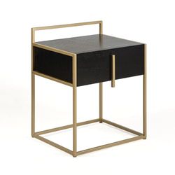 MESITA DE NOCHE 50X40X60 MADERA NEGRO/METAL DORADO