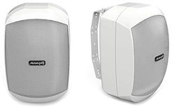 Audibax Ovo 5 White - Enceintes Hi-FI Passives d'Étagère - Enceintes IP65 - Paire d'Enceintes 30W en Continu - Alimentation Ligne 100V - Support Mural Inclus - Haut-Parleurs 5" Woofer