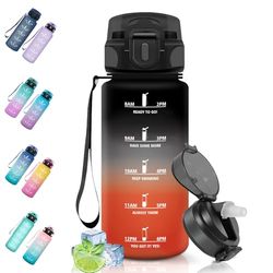 Motswedi Sportflaska, 500 ml Läckagesäker Vattenflaska, BPA-Fri, Vattenflaska Med Sugrör, Ateranvändbar, Lätt Att Bära, LäCkagesäKer Vattenflaska, Dricksflaska för Cykling, Fitness, Yoga, Svart Rött
