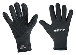 SEAC Prime Guantes de Buceo de Neopreno de 2 mm, Forro de Nailon, Palma Antideslizante, Unisex-Adult, Negro, L