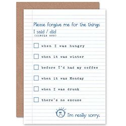 Wee Blue Coo CARD GREETING SORRY FORGIVE SCHOOL JOTTER THEME GIFT