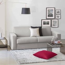 Talamo Italia - Canapé fixe 2 places Selene, Canapé de salon en tissu rembourré, Accoudoirs fins, 100% Made in Italy, 160x95h90 cm, Gris