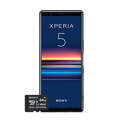 Sony Xperia 5, 6,1 tum FHD+ HDR OLED 21:9 display, 6 GB RAM, 128 GB minne, blå + gratis 64 GB minneskort [Exklusiv för Amazon DE]