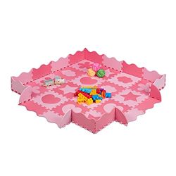Relaxdays 52-Piece Jigsaw playmat, EVA, Non-Toxic, Interlocking Foam mats, Soft Play, Different Designs, Dark Pink, 31.5 x 31.5 x 1 cm