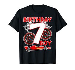 Bambini 7° Compleanno Race Car Racer 7 Anni Compleanno Ragazzo Maglietta