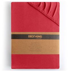 DecoKing Dra-på-lakan 160x200-180x200 cm 100% kammad Bomull Jersey Mjuk Spännlakan 160x200cm - 180x200cm Röd Amber