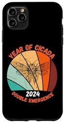 Coque pour iPhone 11 Pro Max Année de la cigale double émergence 2024 Funny Cigale Invasion