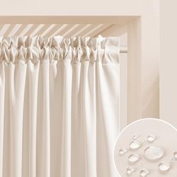 ROOM99 Rideau d'Extérieur avec Passe Tringle Garden Line 155 x 200 cm Largeur x Hauteur Impermeable pour Jardin pergola terrasse Curtain Crème Claire, 1 pièce