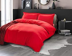 Elegancia y Confort 1500 Hilos Egipcio Calidad Arruga y Resistente a la decoloración 3 Piezas Juego de Funda de edredón, Rojo, Full/Queen Duvet Set