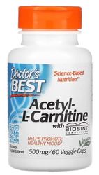 Doctor's Best Acetyl L-Carnitina 500mg con Biosint Carnitines - Suplemento Energético y Metabólico, 60 Cápsulas Vegetales