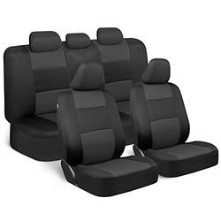 BDK PolyPro Juego Completo de Fundas de Asiento de Coche, Protectores de Asiento Dividido, fácil de Instalar con Acento de Dos Tonos, Accesorios Interiores de Ajuste Universal para automóvil