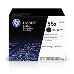 HP 55X Pack de 2 Toner Noir haut rendement Authentique (CE255XD) imprimantes HP LaserJet P3015/M521/M525