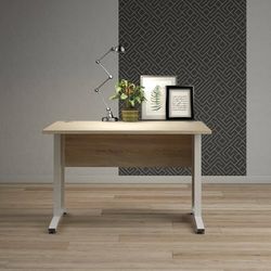 Dmora Albertine Desk, Multipurpose Writing Desk, Office Table for PC Holder, Worktop, 120 x 80 x H 75 cm, Oak and White