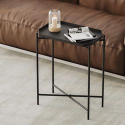 Hanah Home Stijlvolle zwarte metalen koffietafel, 26 x 40 x 56 cm, 100% duurzame metalen constructie, perfect voor moderne woonkamers en gezellige ruimtes