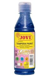 Jovi - Tempera Glitter, fles van 250 ml, blauwe kleur, glitterverf, op basis van natuurlijke ingrediënten, gemakkelijk te wassen, glutenvrij, ideaal voor gebruik op school (51721)