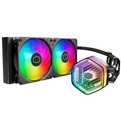 Cooler Master MasterLiquid Atmos 240 Sistema di Raffreddamento a Liquido Per CPU Nero - Sistema Raffreddamento a Acqua AIO, Pompa a Doppia Camera, Ventole Sickleflow 120 Edge, Staffe RGB, LGA1700, AM5