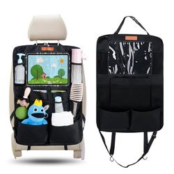 Protector Asiento Coche Organizador Multi-Bolsillos de Gran Capacidad con Almacenamiento para Tablet, Juguetes, Libros y Vasos, Oxford Impermeable para Niños, Negro SURFOU