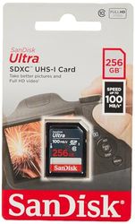 SanDisk Ultra 256GB SDXC Memory Card, up to 100MB/s, Class 10, Black/Grey