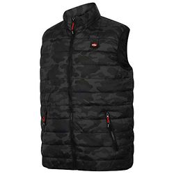 Lee Cooper LCVST708 abbigliamento da lavoro Mens Slim Fit Leggero Camo Stampa imbottito gilet antivento idrorepellente termica Bodywarmer Gilet, Nero Camo, Grande, L