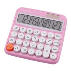 GENIE 612P - Calcolatrice da tavolo a 12 cifre con doppia alimentazione (solare e batteria), rosa