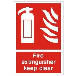 Fire Extinguisher Keep Clear Fire Sign 200mm x 300mm - Self Adhesive (FEX.02F-SA)
