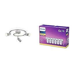 Philips Lighting Limbali Lampada Faretti a Spirale 3 Luci 3 x 50 W, Argento & LED Spot - Confezione Faretti LED, Attacco GU10, 4.6 W Equivalenti a 50 W, Luce Bianca Naturale Calda, 6 pezzi
