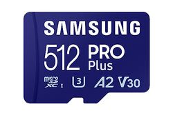 Samsung PRO Plus Tarjeta de memoria MicroSD con Adaptador SD, 512GB, 180 y 130 MB/s, Full HD & 4K UHD, UHS-I, U3, V30, A2, Compatible con Smartphone Android, Tableta, GoPro y Dron DJI (MB-MD512SA)