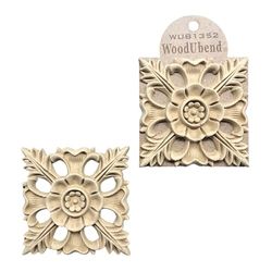 WoodUbend Pack of 2 Centerpieces - Floral Appliques - Bendable & Flexible Wood Onlays 9.5x9.5cm - DIY Craft & Home Decor - Easy to Apply & Paint - Versatile, Reusable & Durable Decorative Decals