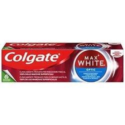COLGATE - Max White Optic Whitening pasta de dientes — blanco instantáneo clínicamente probado — elimina hasta el 100% de las manchas en la superficie de los dientes — 1 tubo de 75 ml