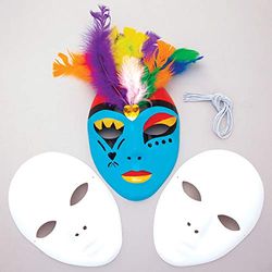 Baker Ross Masques en plastique blanc à personnaliser (Lot de 6) - Matériel créatif pour enfants et adultes