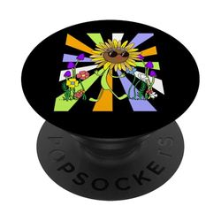 Niños Retro Girasol Girasol Flores Niñas Niños PopSockets PopGrip Adhesivo