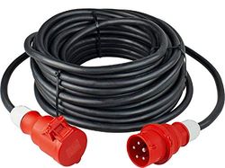 as - Schwabe Câble Rallonge pour Courant Fort 400V / 32A Fiche & Prise CEE 10 m de Rallonge 5 Pôles avec Capuchon de Protection IP44 Made in Germany Noir I 61027