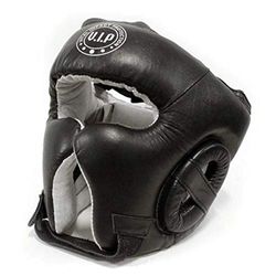VIP Vital Impact Protection Black Leather Lace Up Headguard MMA Martial Arts Boxing Protector, Black, L/XL
